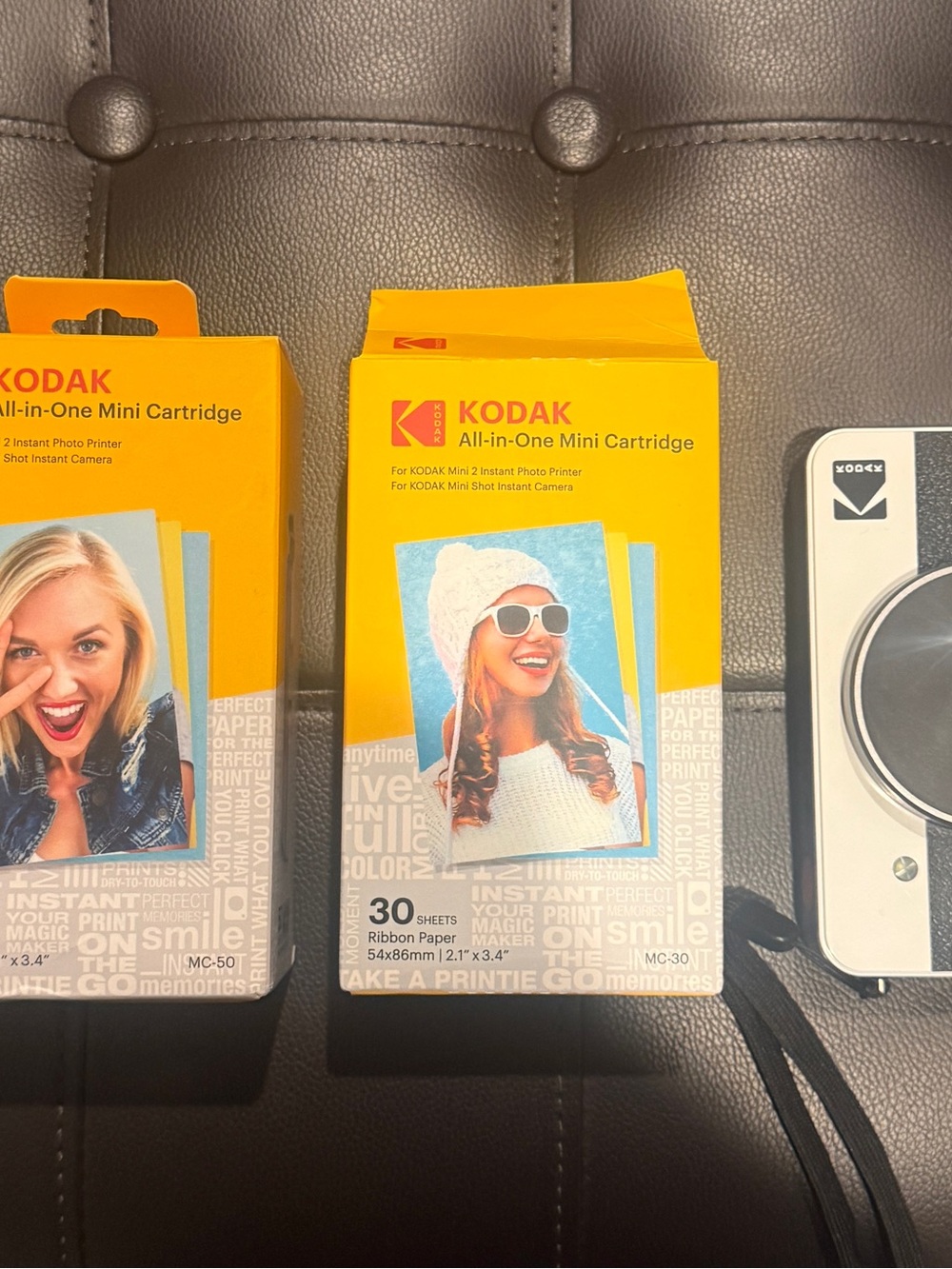 Kodak Black & White Mini Instant Camera with Yellow Kodak All-in-One Cartridge